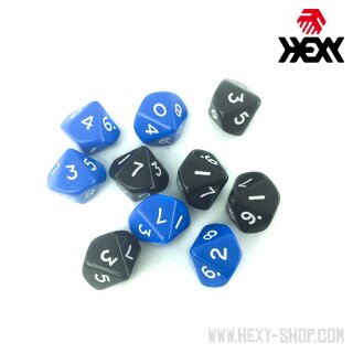 Hexy Dice Set - D10 - Black/Blue (10)