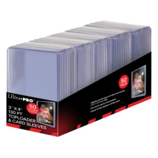 UP - 3&quot; X 4&quot; Super Thick 130PT Toploader with Thick Card Sleeves (50)