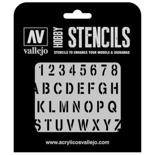 Vallejo Hobby Stencils: Stamp Font Markings