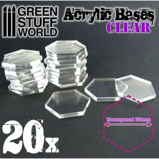 Acrylbasen - Hexagonal - Transparent (30 mm)