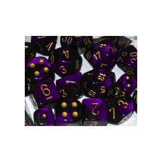 Black-Purple with Gold 7-W&uuml;rfelset (Gemini)