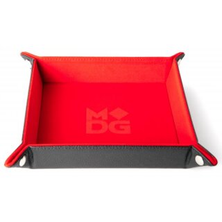 Velvet Folding Dice Tray 10x10 Red with Leather Backing