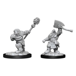 Magic the Gathering Unpainted Miniatures - Dwarf Fighter &amp; Dwarf Cleric