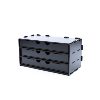 Black Paint Rack: Schrank mit 3 langen Schubladen