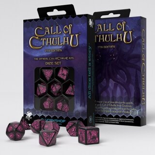 Call of Cthulhu 7th Edition Dice Set Schwarz &amp; Magenta (7)