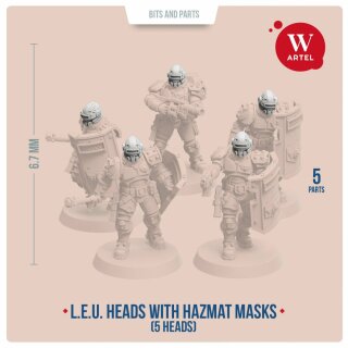 Helmeted Heads with Hazmat Masks (5)