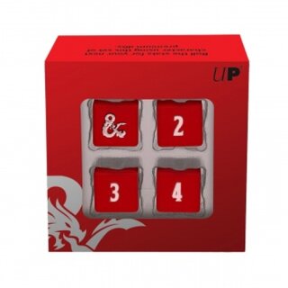 UP - Heavy Metal Red and White D6 Dice Set for Dungeons &amp; Dragons (4)