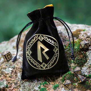 Runic Black &amp; golden Velour Dice Bag