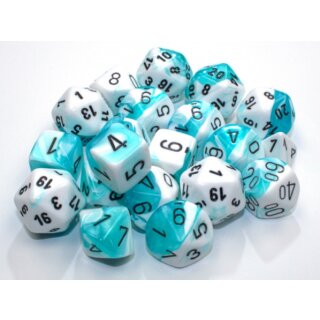 Gemini Bag of 20 Polyhedral Teal White/Black (Limited Edition)