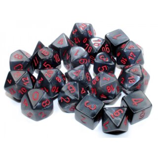Velvet Bag of 20 Polyhedral Black/Red (Limited Edition)