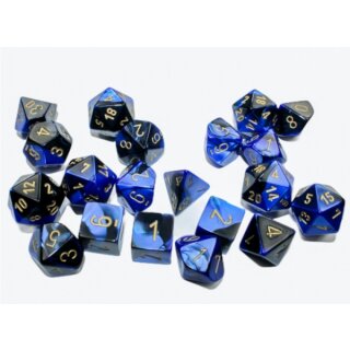 Gemini Bag of 20 Polyhedral Black Blue/Gold (Limited Edition)