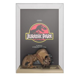 Jurassic Park POP! Movie Poster &amp; Figur Tyrannosaurus Rex &amp; Velociraptor 9 cm