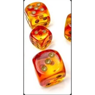 12 Dice Ruby Red with Gold Numbers Glitter 16mm D6 Chessex Dice Block 