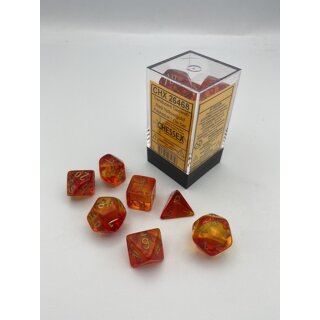 Gemini Polyhedral Translucent Red-Yellow/gold 7-Die Set (7)
