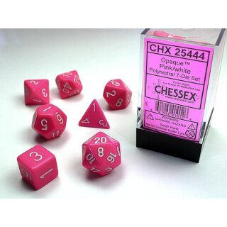 Opaque Polyhedral Pink/white 7-W&uuml;rfel Set (Undurchsichtig)
