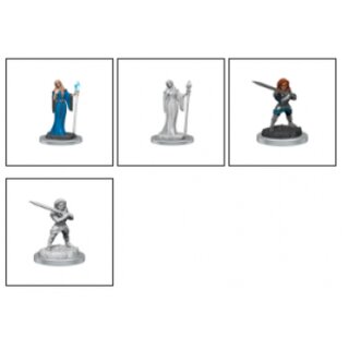 Critical Role Unpainted Miniatures: Human Wizard Female &amp; Halfling Holy Warrior Female (2)