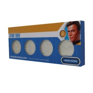 Star Trek Set of 4 Starfleet Division Medallions in .999 Silver Plating