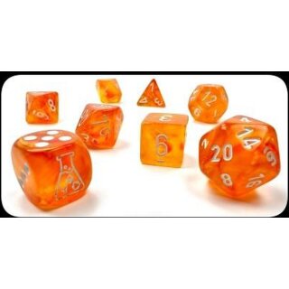 Borealis&reg; Polyhedral Blood Orange/white Luminary&trade; 7-Die Set (7)