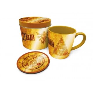 Pyramid Gift Set (Mug &amp; Coaster in Gift Tin) - The Legend Of Zelda (Golden Triforce)
