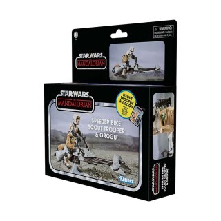 Star Wars: The Mandalorian Vintage Collection Fahrzeug mit Figuren Speeder Bike with Scout Trooper &amp; Grogu