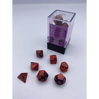 Gemini&reg; Mini-Polyhedral Purple-Red/gold 7-Die Set