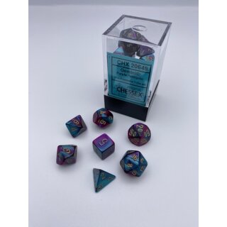 Gemini&reg; Mini-Polyhedral Purple-Teal/gold 7-Die Set