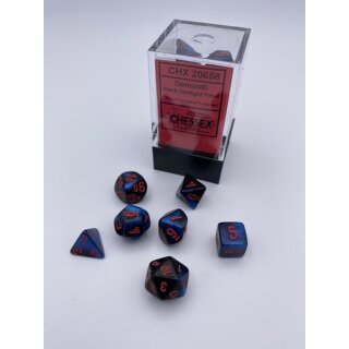 Gemini&reg; Mini-Polyhedral Black-Starlight&trade;/red 7-Die Set