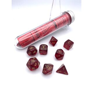 Translucent Polyhedral Crimson/gold 7-Die Set