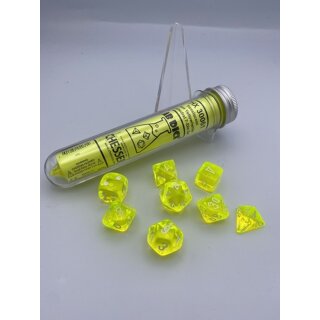 Translucent Polyhedral Neon Yellow/white 7-Die Set