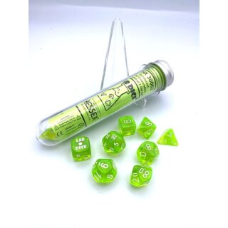 Translucent Polyhedral Rad Green/white 7-Die Set