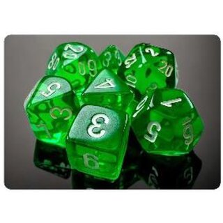 Translucent Mini-Polyhedral 7-Die Set - Green/White