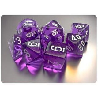 Translucent Mini-Polyhedral 7-Die Set - Purple/White