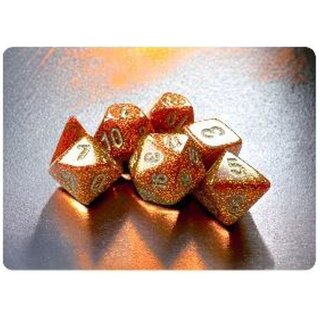 Glitter Mini-Polyhedral 7-Die Set - Gold/Silver