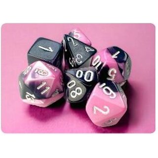 Gemini Mini-Polyhedral 7-Die Set - Black-Pink/White