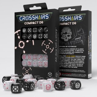Crosshairs Compact D6 Dice Set: Black &amp; Pearl