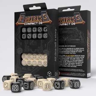 Fortress Compact D6 Dice Set: Black &amp; Beige
