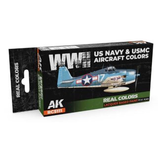 AK Real Colors Paintset - WWII US Navy &amp; USMC Aircraft Colors (6x 17ml)