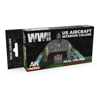 AK Real Colors Paintset - WWII US Aircraft Interior Colors (6x 17ml)