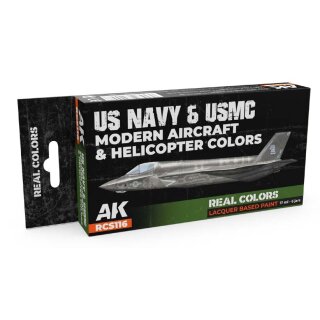 AK Real Colors Paintset - US Navy &amp; USMC Modern Aircraft &amp; Helicopter Colors (6x 17ml)