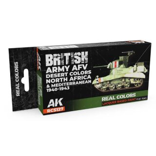 AK Real Colors Paintset - British Army AFV Desert Colors North Africa and Mediterranean 1940-1943 (6x 17ml)
