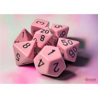 Opaque Pastel Polyhedral 7-Dice Set - Pink / Black