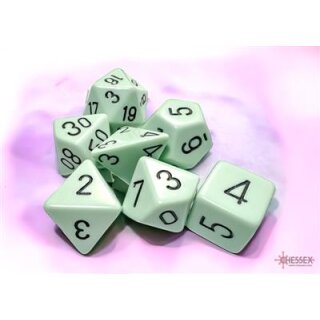 Opaque Pastel Polyhedral 7-Dice Set - Green / Black