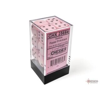 Opaque Pastel D6 Dice Block 16mm - Pink / Black