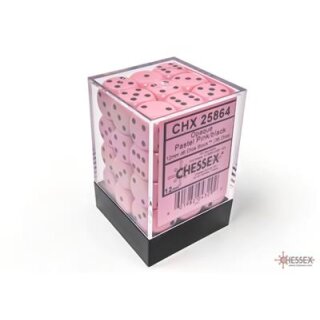 Opaque Pastel D6 Dice Block 12mm - Pink / Black (36)