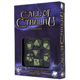 Call of Cthulhu 7th Edition Black &amp; green Dice Set (7)
