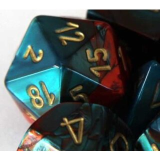 Dice Blocks Red-Teal with Gold 36xW6 12mm (Gemini)