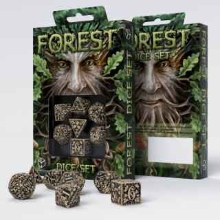 Forest 3D Beige &amp; black Dice Set (7)
