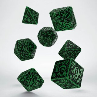 Forest 3D Green &amp; black Dice Set (7)