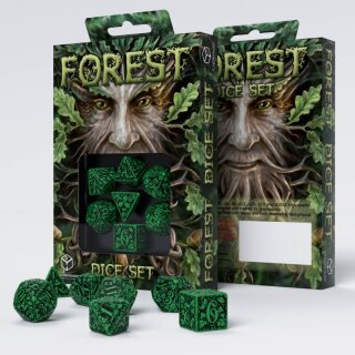 Forest 3D Green &amp; black Dice Set (7)