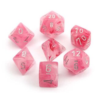 Ghostly Glow Pink-silver Polyhedral 7-Die Set